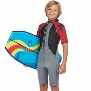 Body Glove Juniors Wet Suit Body Suit Shorts , Short Sleeve‎ Black Red SKUK013